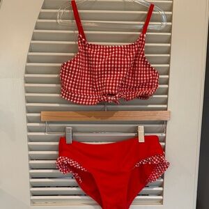 Cat & Jack Red Gingham Ruffle Bikini Set